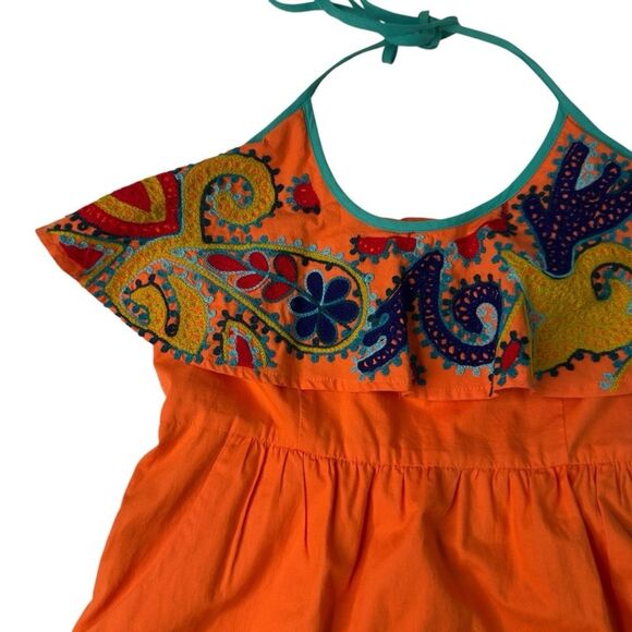 Judith March backless orange sundress embroidered sz small - Picture 5 of 8